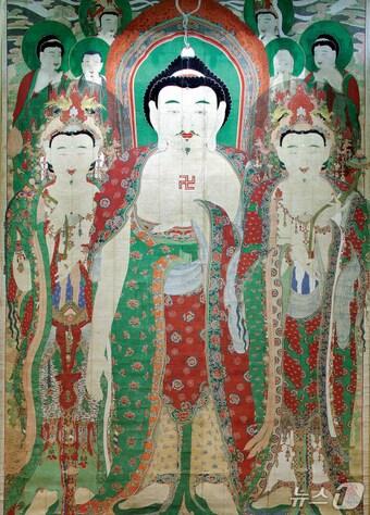 본문 이미지 - 진주 청곡사 영산회 괘불탱(청곡사 제공. 재판매 및 DB금지).