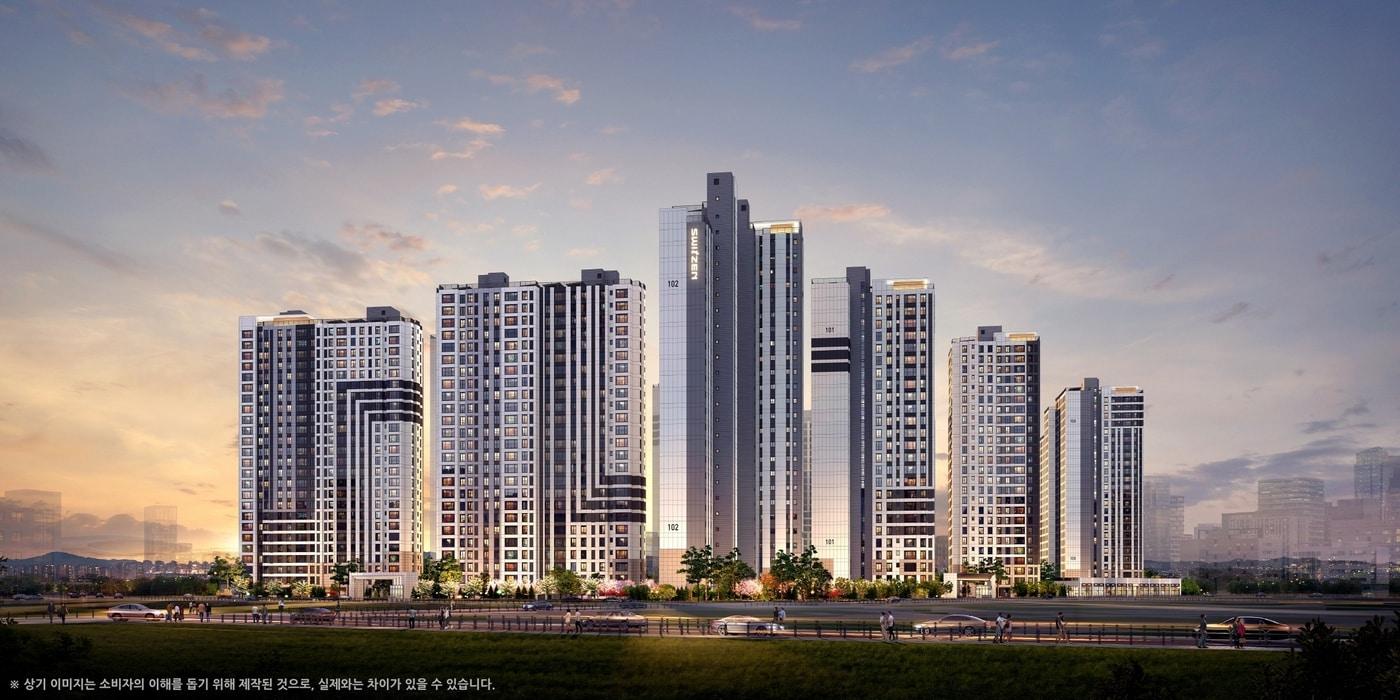 오퍼스 한강 스위첸 야경 투시도.&#40;KCC건설 제공&#41;