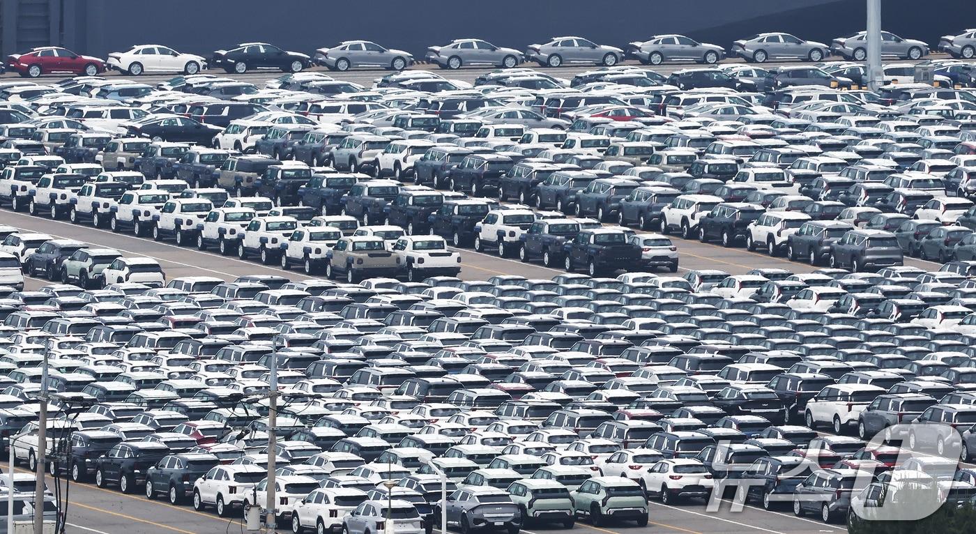 지난 6월 13일 경기 평택시 포승읍 평택항 자동차전용부두에 수출용 차량들이 세워져 있다. 도널드 트럼프 미국 대통령이 지난 12일(현지시간) 투자 촉진을 위해 현재 25%인 자동차 관세를 머지않은 시점에 추가로 인상할 수 있다고 밝혀 국내 자동차 산업이 타격을 받을 것으로 예상되고 있다. 2025.6.13/뉴스1 ⓒ News1 장수영 기자