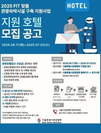 본문 이미지 - 스마트 관광숙박시설 구축 지원사업 대상 모집 포스터(서울시 제공)