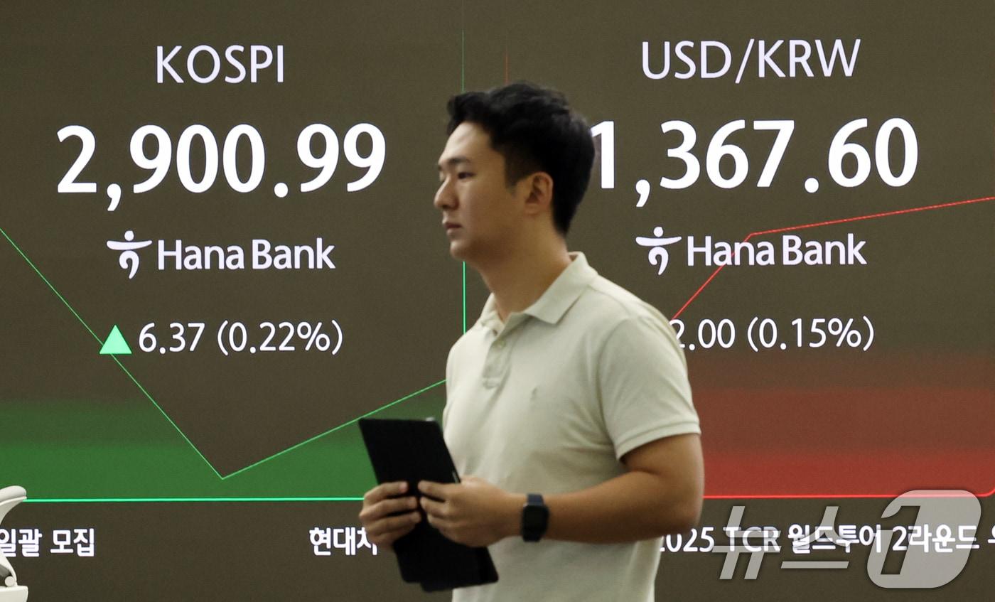 지난 16일 오전 서울 중구 하나은행 딜링룸 전광판에 개장 시황이 나오고 있다. (자료사진) /뉴스1 ⓒ News1 황기선 기자