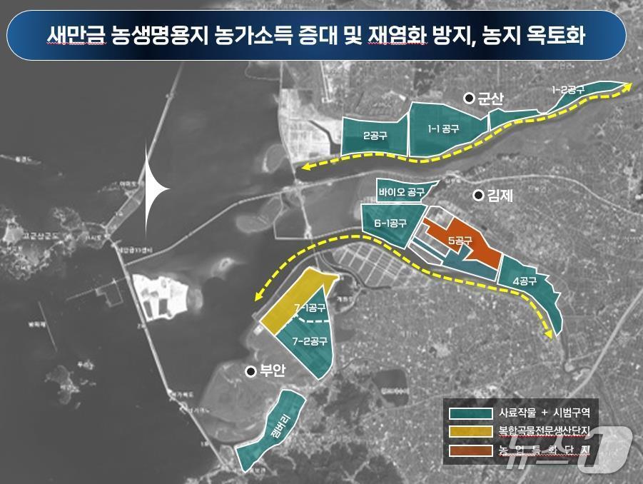 본문 이미지 - 새만금 농생명용지 영농위치도.(농어촌공사 새만금사업단 제공. 재판매 및 DB금지)