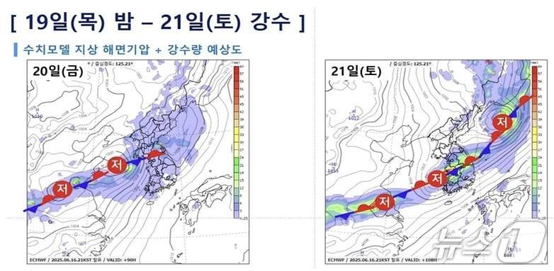 본문 이미지 - 장마전선에 따른 기압계 모식도.(광주지방기상청 제공. 재판매 및 DB 금지) 2025.6.17