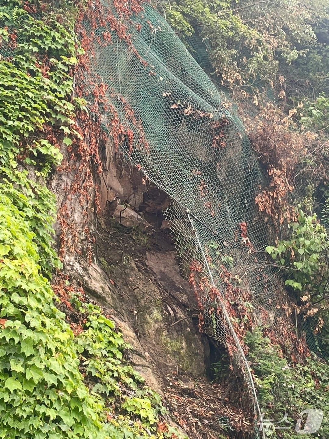 본문 이미지 - 춘천 후평동 강변삼거리에서 소양1교 방향 낙석.(춘천시 제공, 재판매 및 DB금지)