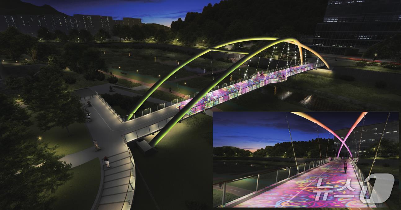 본문 이미지 - 내년 3년 준공을 목표로 이달 착공한 고양시 덕양구 창릉천 통일교의 야간 조감도. (고양시 제공, 재판매 및 DB금지)