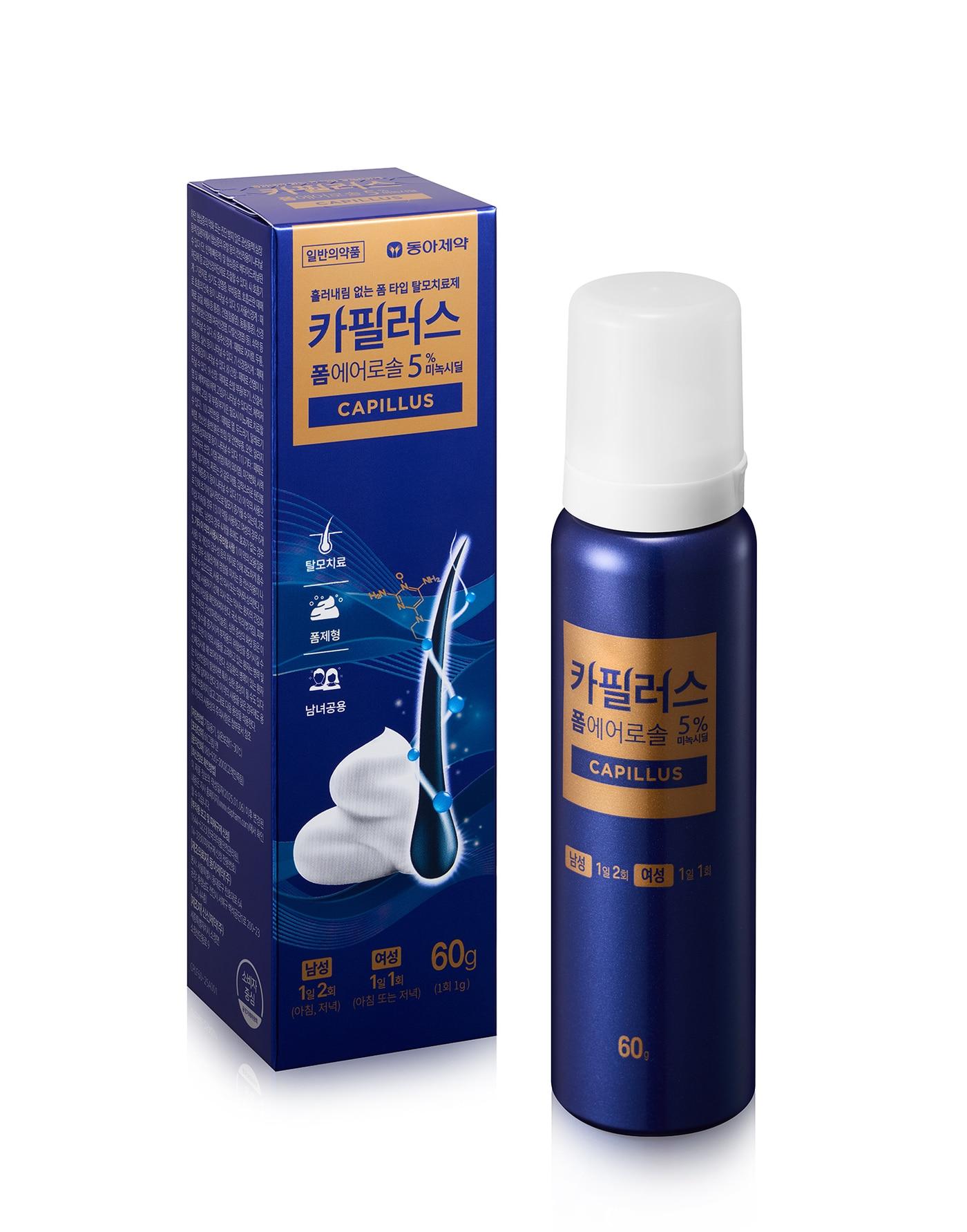 본문 이미지 -  폼 타입 탈모치료제 &#39;카필러스 폼에어로솔&#39;. &#40;동아제약 제공&#41; 