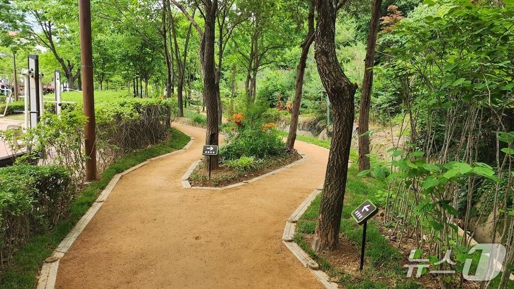 본문 이미지 - 경기 안양시가 시민들의 신체 건강 증진과 정서적 휴식을 위해 동편마을에 '맨발치유정원'을 조성했다.(안양시 제공. 재판매 및 DB금지)/뉴스1