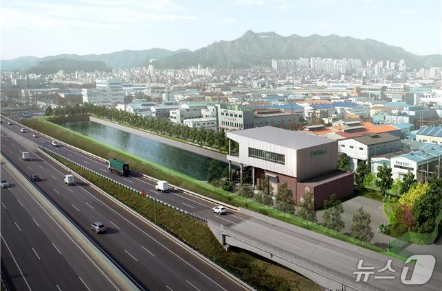 본문 이미지 - 김해시가 오는 8월 준공 예정인 안동 빗물펌프장을 조기 가동한다. 사진은 안동 빗물펌프장 조감도.(김해시 제공. 재판매 및 DB금지)