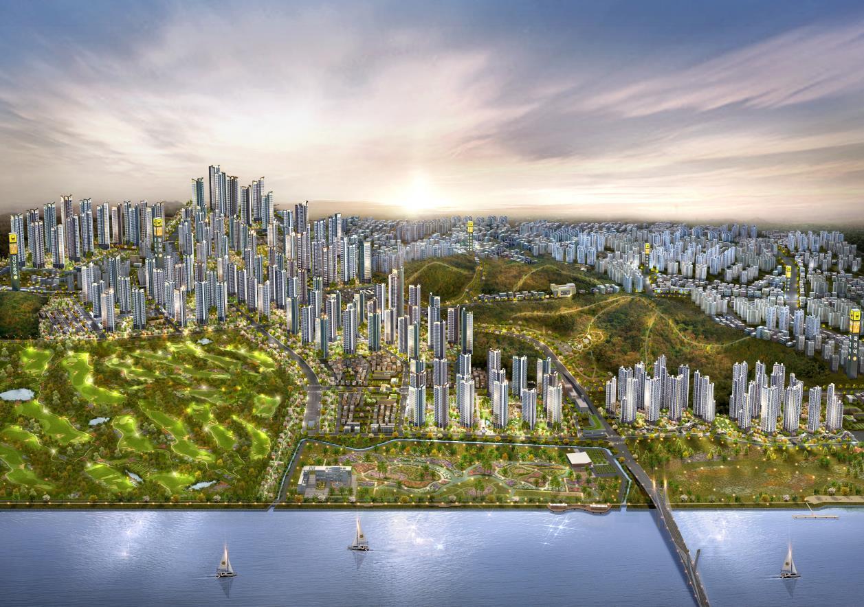 본문 이미지 - 에코메타시티·로열파크씨티·검단신도시 조감도.(한들3구역도시개발사업조합 제공)