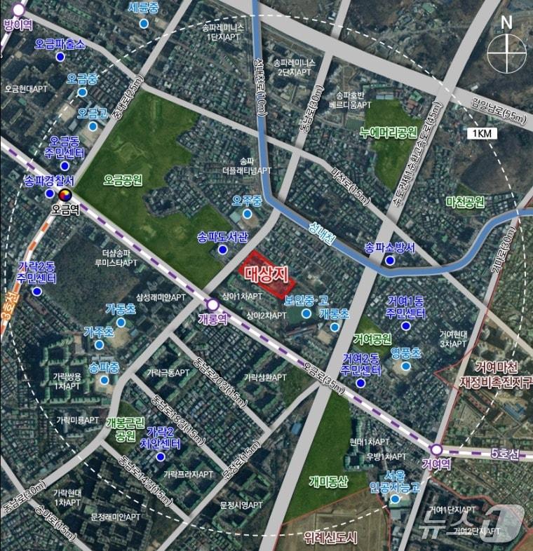 본문 이미지 - 서울 송파구 오금동 '가락우창아파트' 위치도 (서울시 제공)