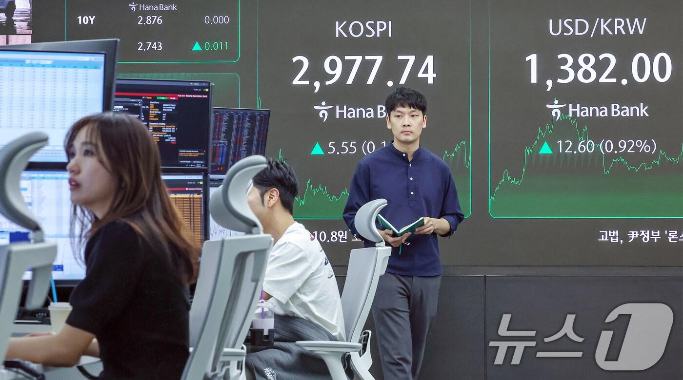 19일 오후 서울 중구 하나은행 딜링룸. 2025.6.19/뉴스1 ⓒ News1 민경석 기자