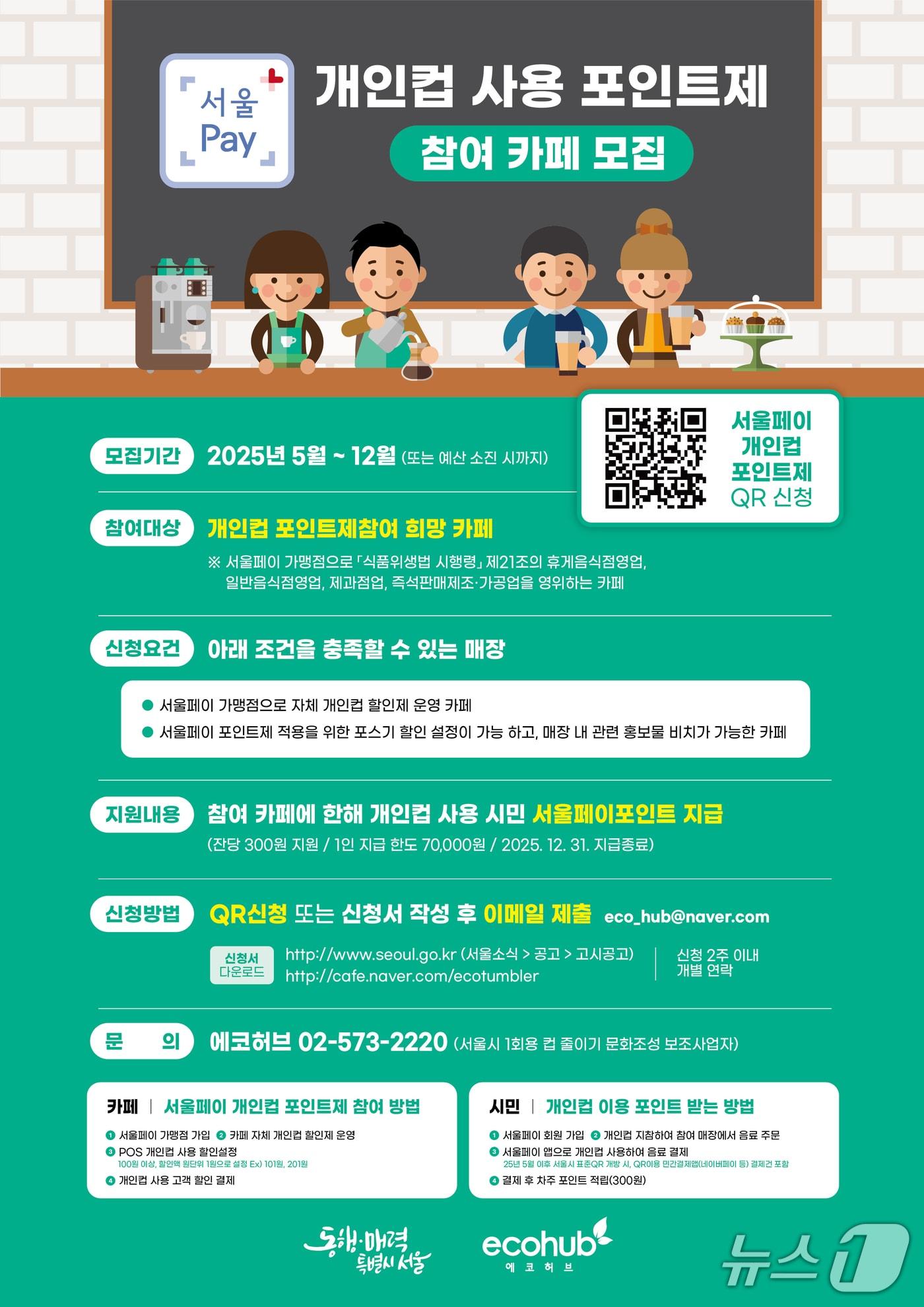 본문 이미지 - 개인컵 사용 포인트제 포스터.(서울시 제공)