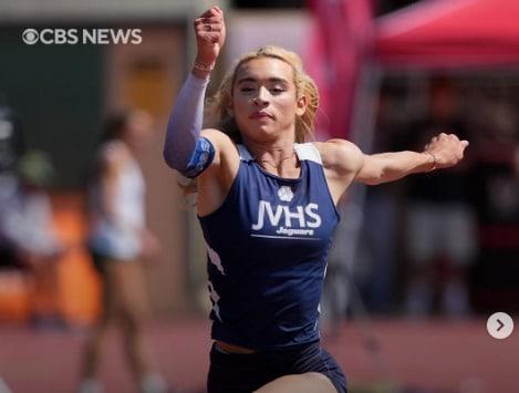 본문 이미지 - 캘리포니아주 트랜스젠더 여학생인 AB 에르난데스의 육상 경기 모습&#40;CBS뉴스 인스타그램 갈무리&#41;