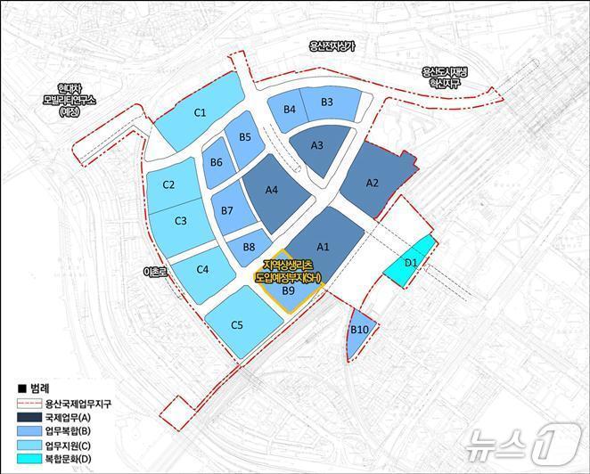 본문 이미지 - 용산국제업무지구 지역상생리츠 도입예정부지&#40;안&#41;.&#40;서울시 제공&#41;
