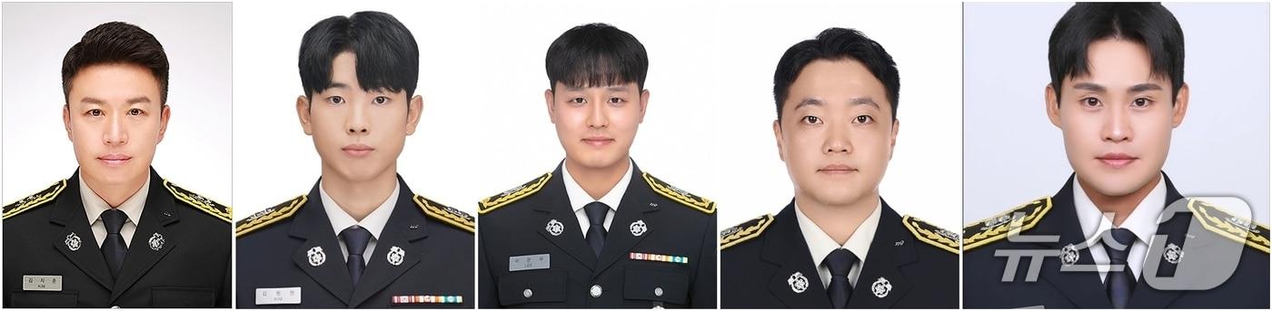 제천소방서 김지훈(왼쪽부터)·김동현·이은우·양화석·김재엽 소방사.(제천소방서 제공. 재판매 및 DB금지)/뉴스1 