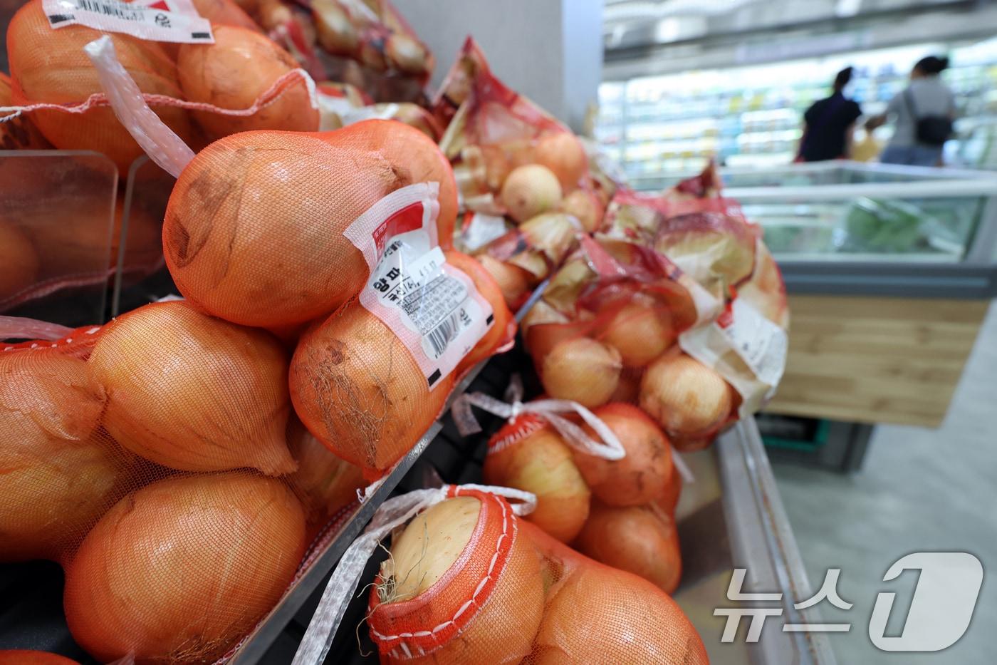 본문 이미지 - 서울시내 한 대형마트에 양파가 진열돼 있다.  ⓒ News1 황기선 기자
