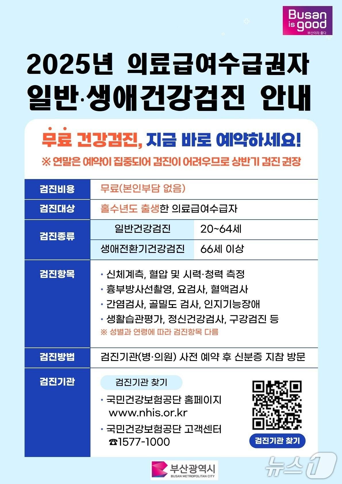 본문 이미지 - 홀수연도 의료급여수급자 무료 건강검진 안내 포스터.(부산시 제공. 재판매 및 DB 금지)