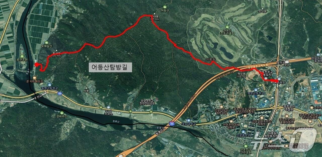 본문 이미지 - 어등산 탐방길 위치도. &#40;광주 광산구 제공. 재판매 및 DB 금지&#41;