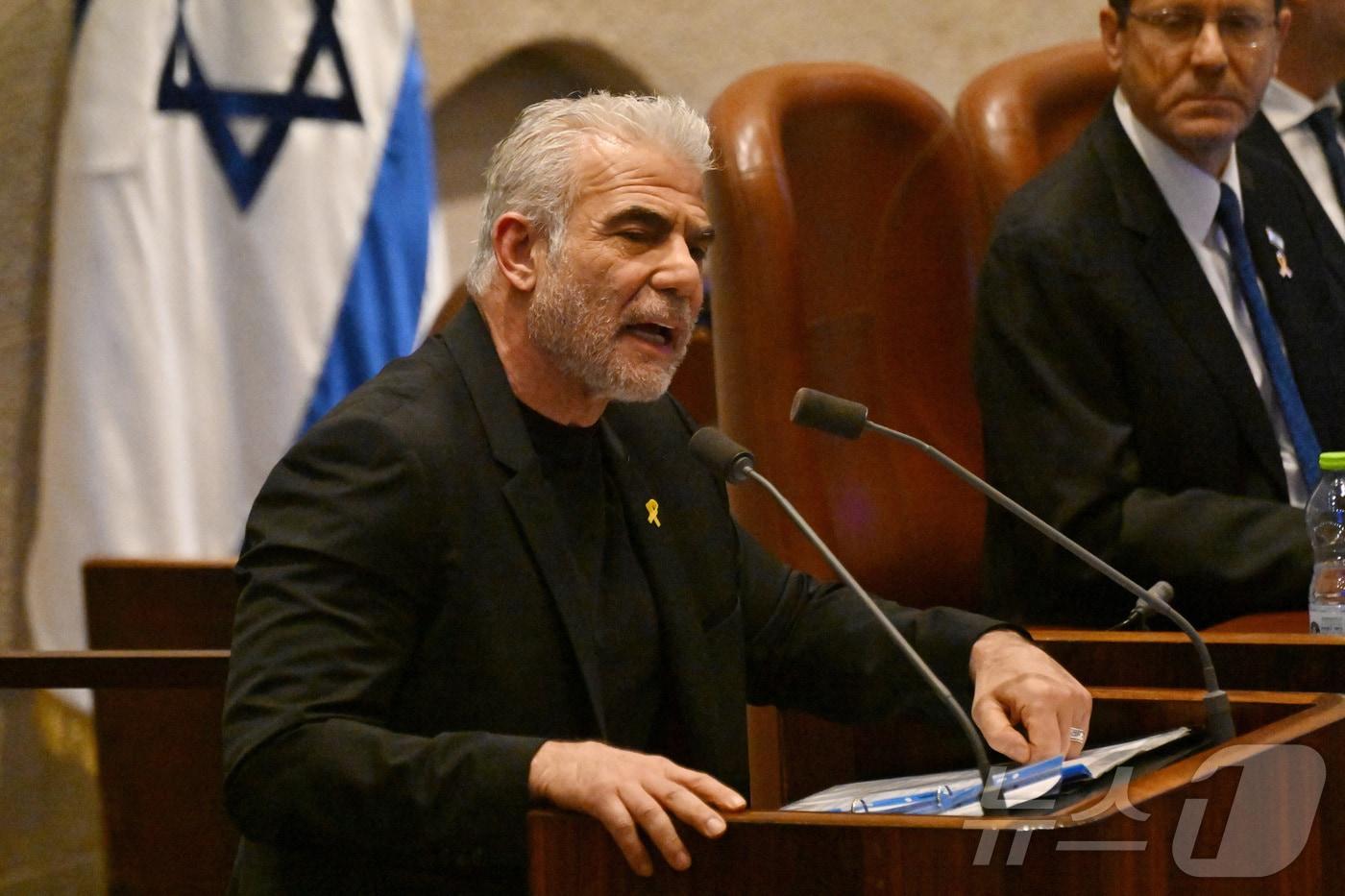 야이르 라피드 예시아티드당 대표. 2024.10.28 ⓒ 로이터=뉴스1 ⓒ News1 김경민 기자