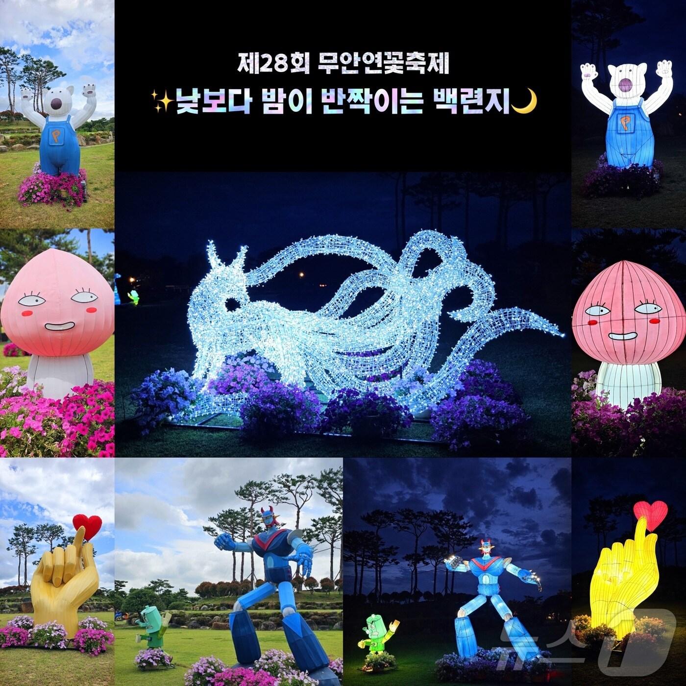 본문 이미지 - 무안연꽃축제장에 조성된 유등 전경 &#40;무안군 제공. 재판매 및 DB금지&#41; /뉴스1 