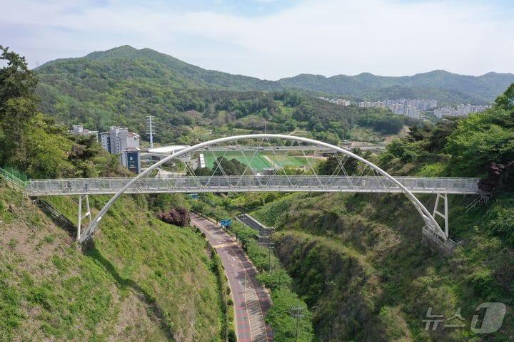 본문 이미지 - 높이 37m, 길이 76m에 달하는 광주 남구 제석산 구름다리의 모습.&#40;광주 남구 제공. 재판매 및 DB 금지&#41; 