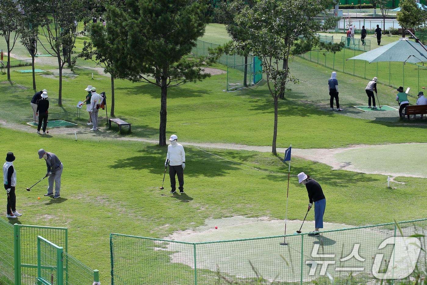 장맛비가 주춤한 25일 대구 수성구 팔현파크골프장을 찾은 동호인들이 파크골프를 즐기고 있다. (사진은 기사 내용과 무관함) 2025.6.25/뉴스1 ⓒ News1 공정식 기자