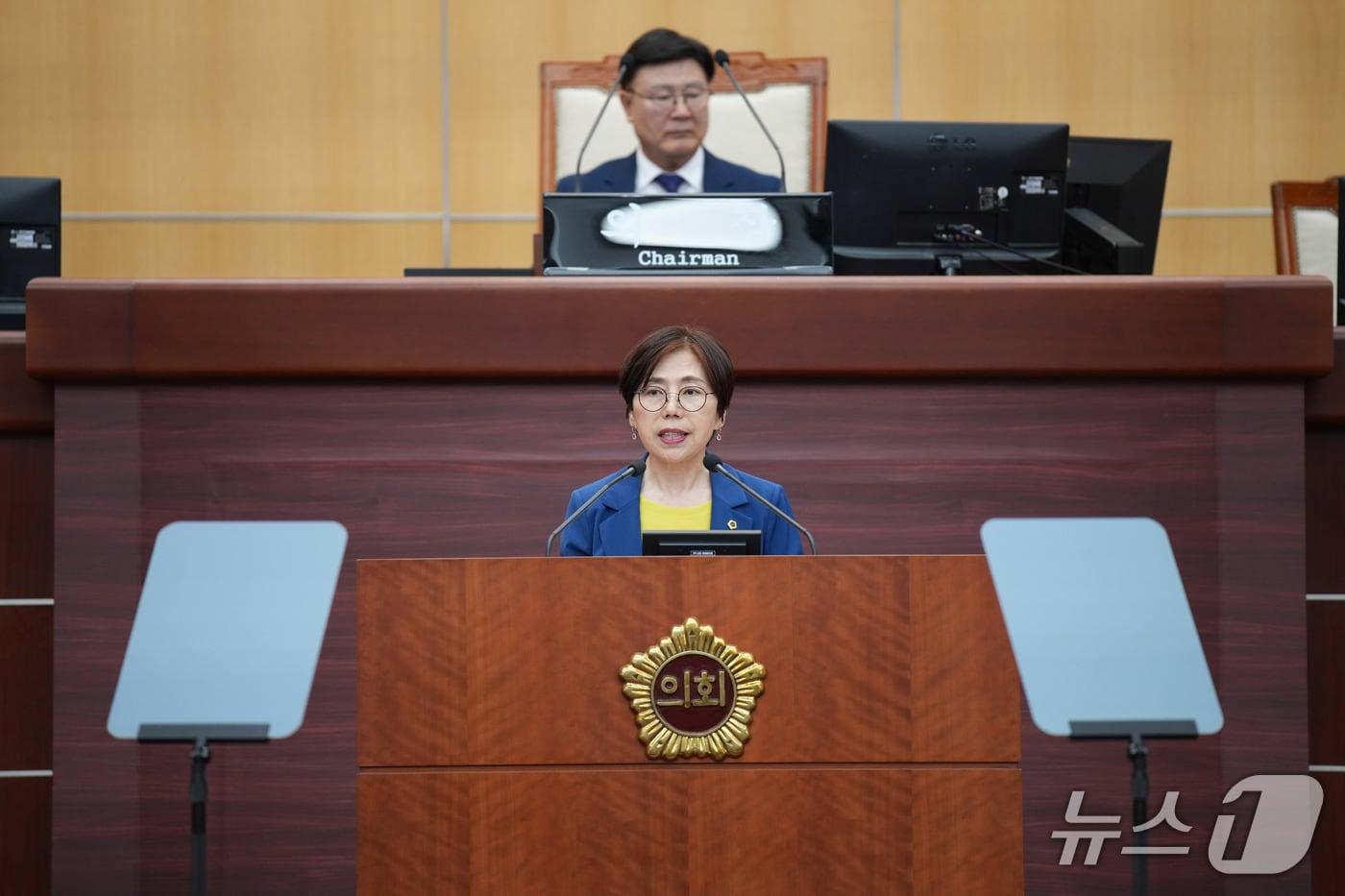25일 국주영은 전북도의원이 본회의에서 5분 발언을 하고 있다.(의회제공. 재판매 및 DB금지)2025.6.25/뉴스1