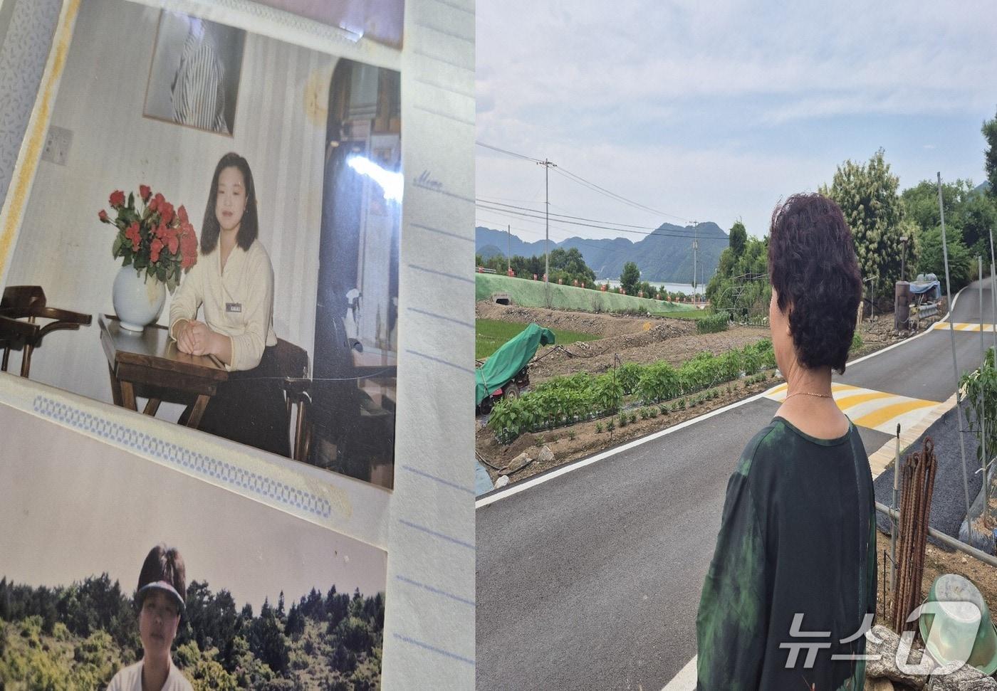 &#39;삼풍백화점 붕괴 참사&#39; 실종자 이경선 씨&#40;향년 22세&#41; 사진&#40;왼쪽&#41;.  경선 씨의 어머니인 홍영희 씨&#40;76&#41;가 지난 19일 강원 춘천시 사북면 신포리 자택 앞에서 북한강을 바라보며 서있다. ⓒ 뉴스1 남해인 기자