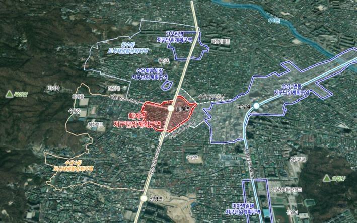 본문 이미지 - 화계역 지구단위계획 위치도(서울시 제공).