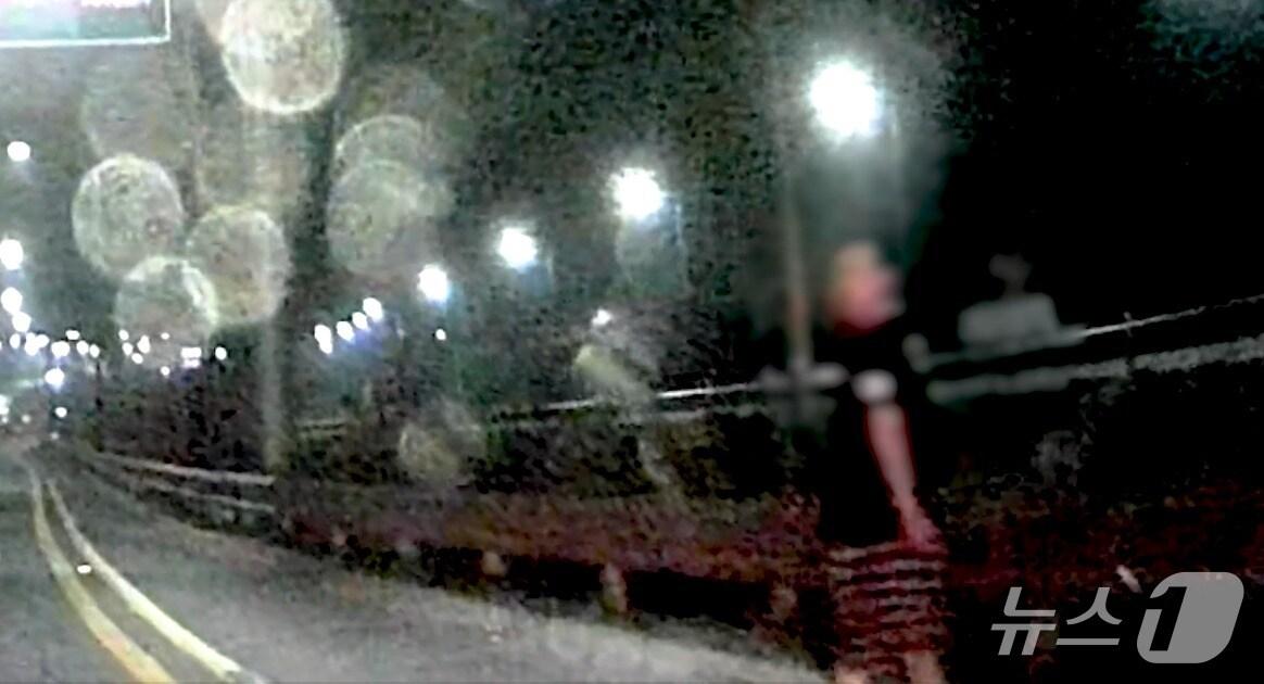 본문 이미지 - 왕복 7차선 도로를 배회하고 있는 A 씨. (경기남부경찰청 제공. 재판매 및 DB 금지) 2025.6.26/뉴스1