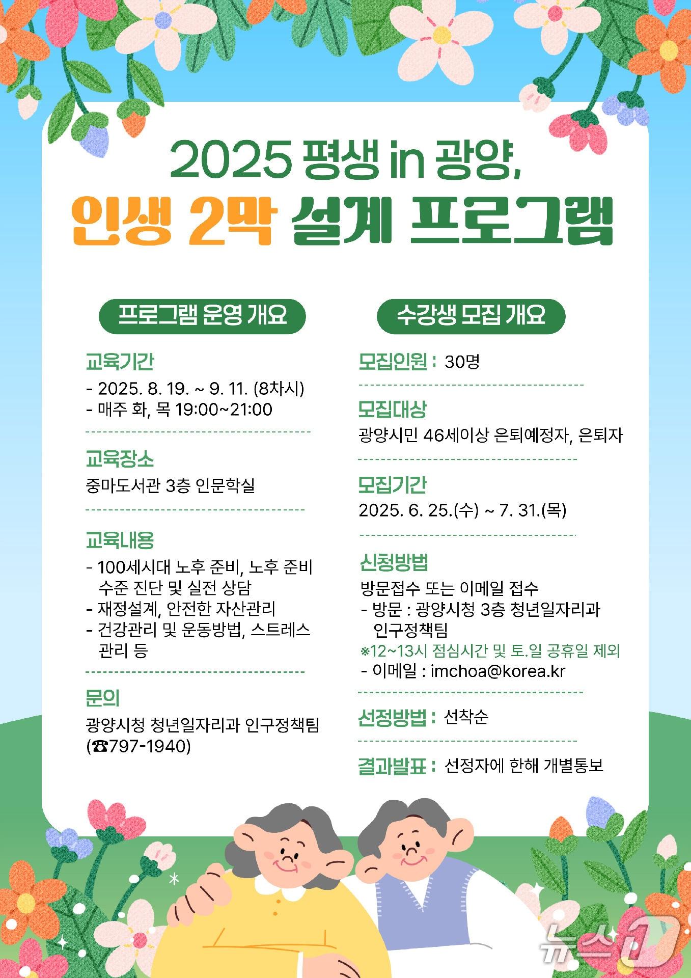 본문 이미지 - 2025 평생 in 광양, 인생 2막 설계 프로그램&#39; 홍보 리플렛 