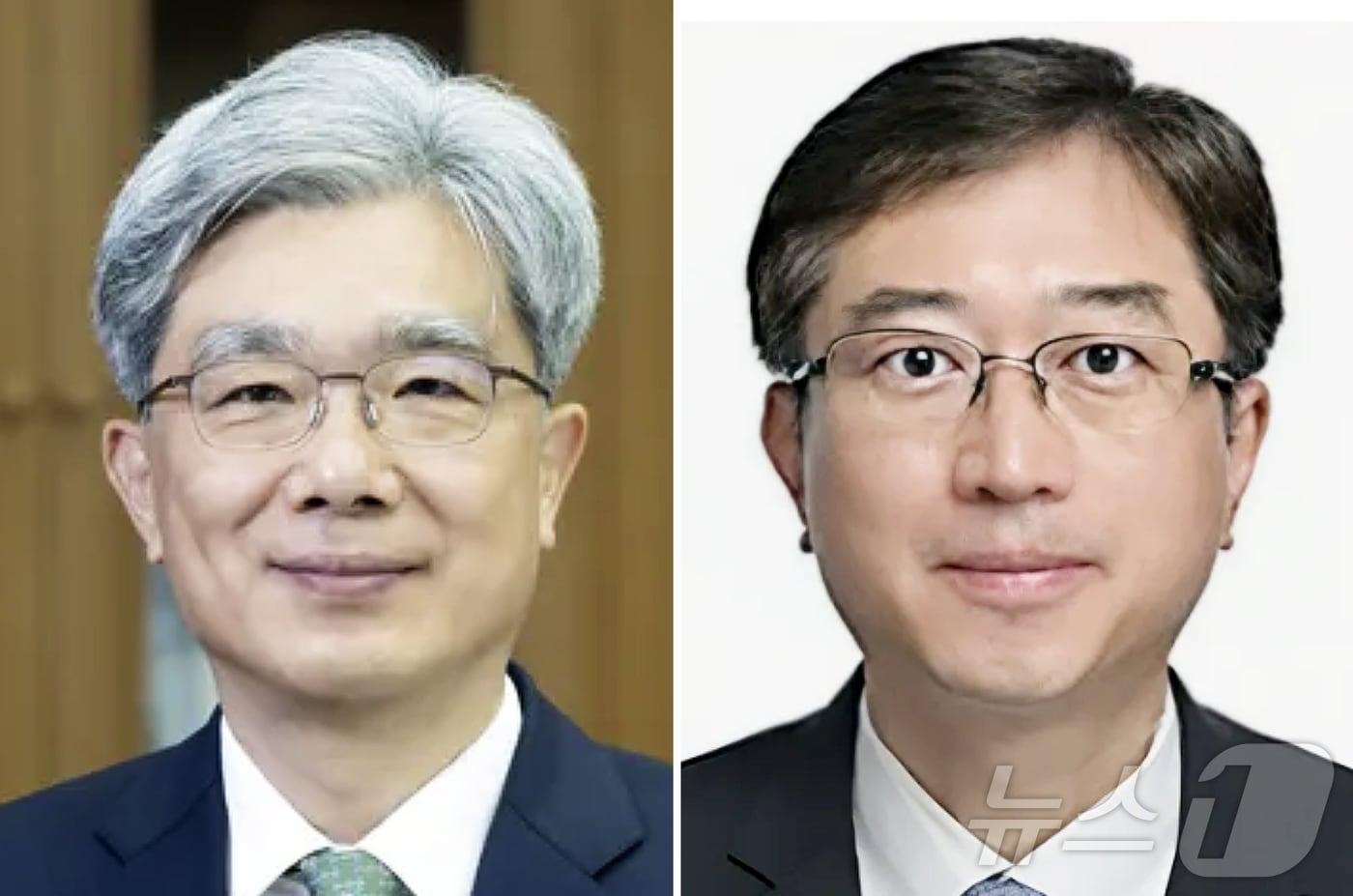 이재명 대통령은 26일 헌법재판소장 및 헌법재판관 후보자와 국세청장 후보를 지명했다고 강훈식 대통령실 비서실장이 용산 대통령실에서 브리핑을 통해 밝혔다. 헌법재판소장 후보자에는 김상환 전 대법관(왼쪽)이 지명됐다. 대통령 몫 헌법재판관 후보에는 오영준 서울고법 부장판사가 발탁됐다. (대통령실 제공. 재판매 및 DB 금지) 2025.6.26/뉴스1 ⓒ News1 이재명 기자