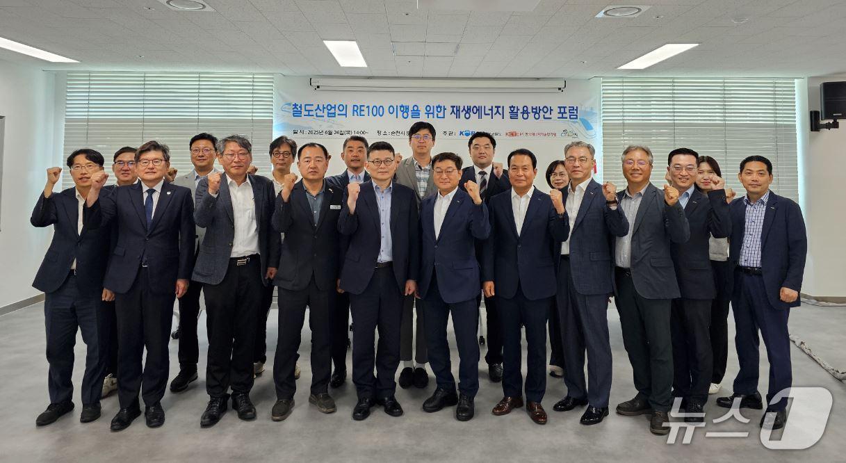 본문 이미지 - 한국철도공사&#40;코레일&#41;가 26일 전남 순천에서 ‘철도산업 RE100 이행을 위한 재생에너지 활용방안 포럼’을 개최했다. &#40;코레일 제공.재판매 및 DB금지&#41;/뉴스1