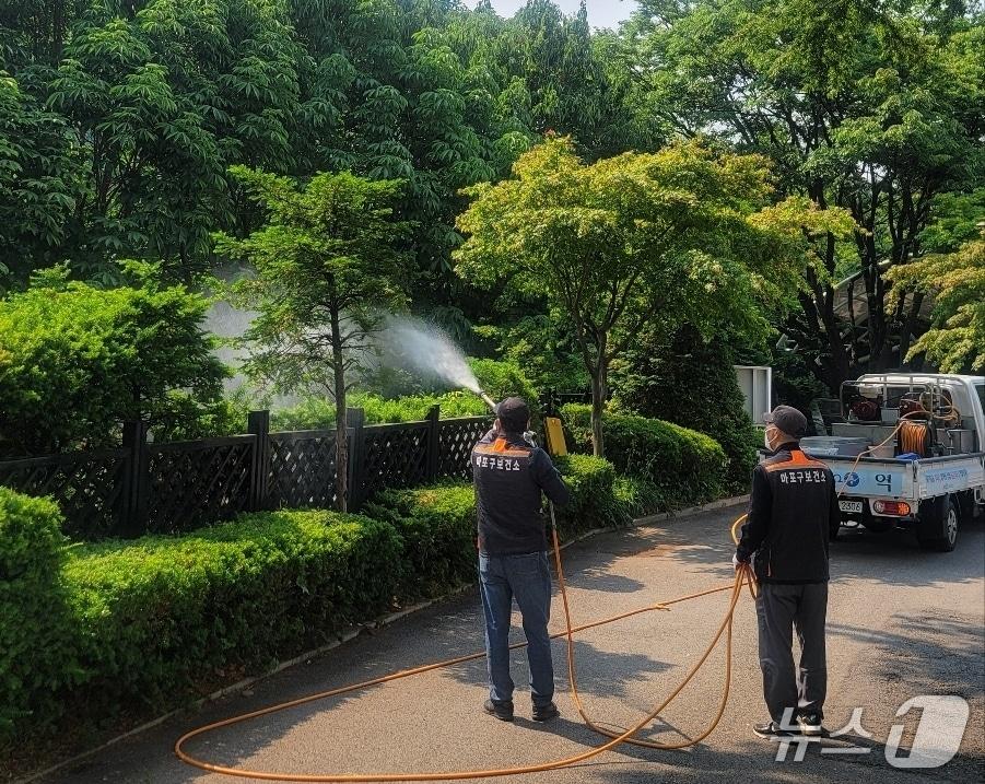본문 이미지 - 러브버그 방역작업을 진행하고 있는 마포구.(마포구 제공)