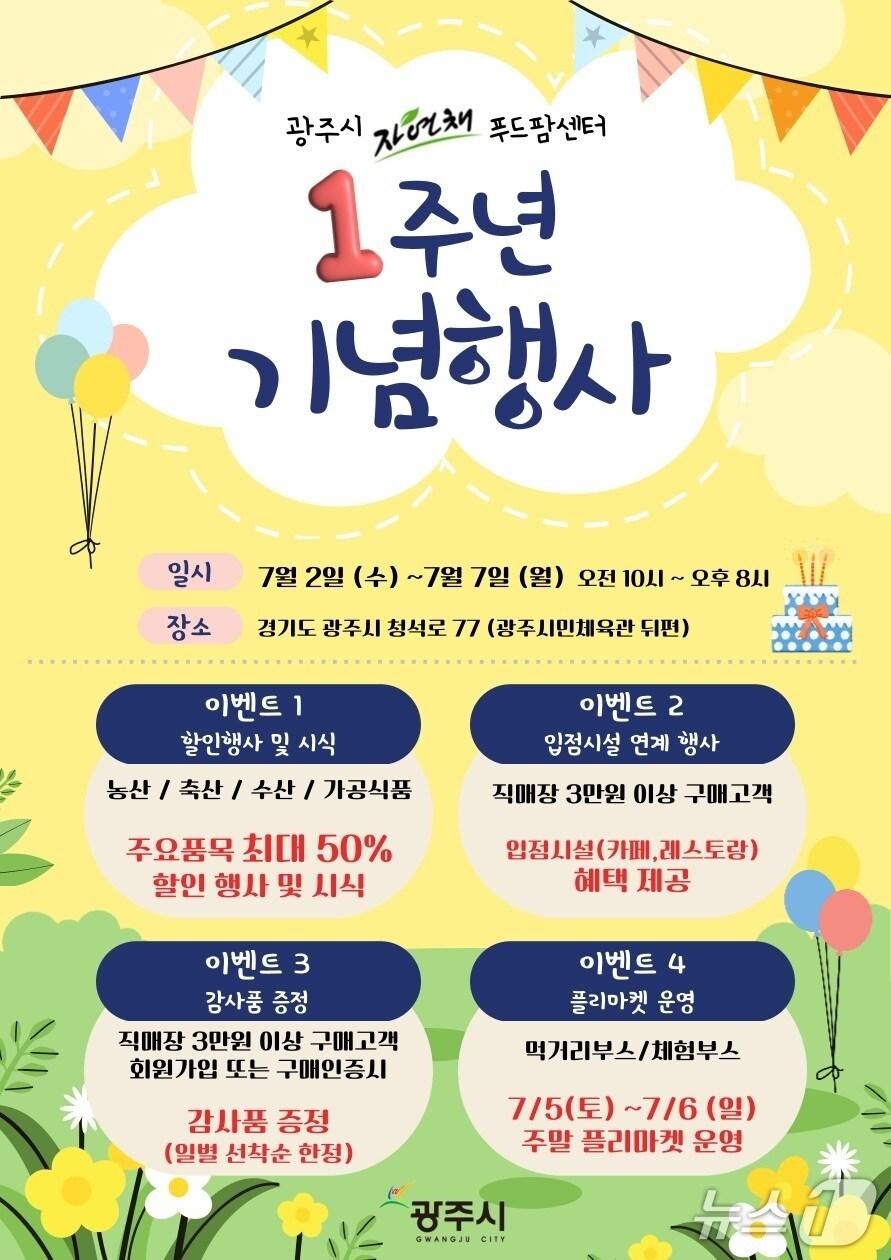 본문 이미지 - 광주시 자연채 푸드팜센터 개장 1주년 고객 감사 행사 개최 안내 포스터.(광주시 제공)