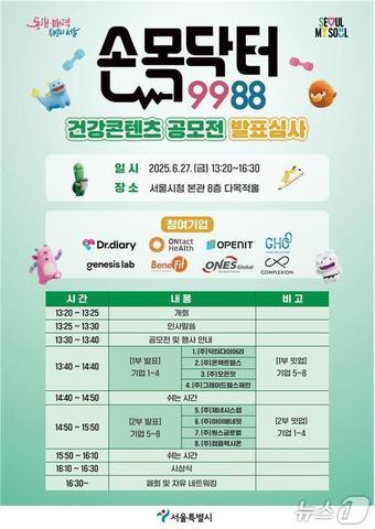 본문 이미지 - 손목닥터9988 건강콘텐츠 공모전 발표 포스터 .