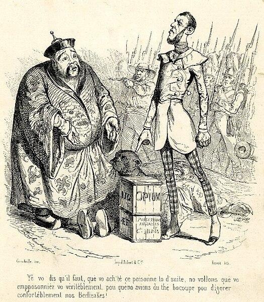 본문 이미지 - 제1차 아편전쟁을 풍자한 삽화. (출처: Jean-Jacques Grandville, 1840, Public domain, via Wikimedia Commons)