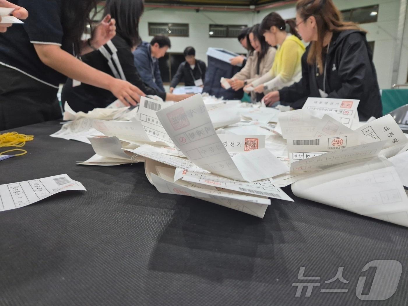 본문 이미지 - 지난해 6월 3일 21대 대선 당시 강릉지역 개표 현장.(뉴스1 DB) ⓒ 뉴스1 윤왕근 기자