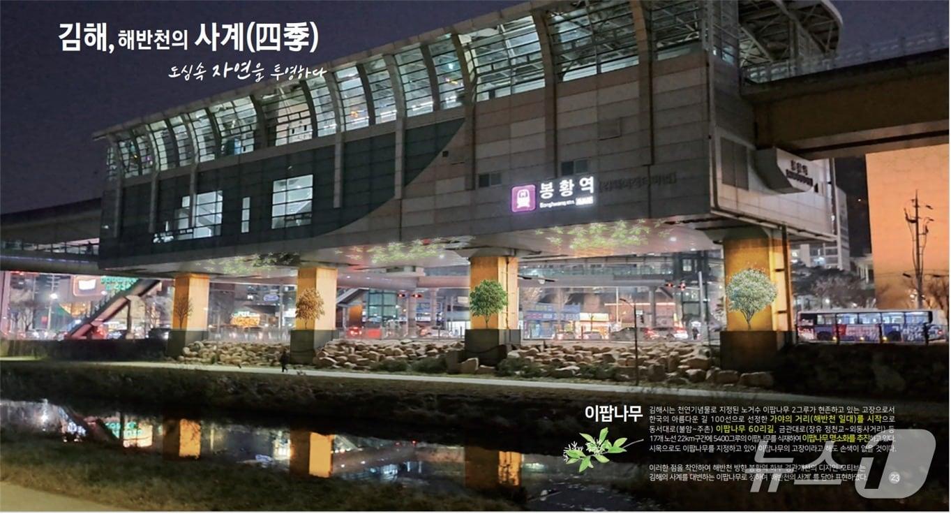 본문 이미지 - 경남 김해시가 부산김해경전철 가야대역과 봉황역의 역사 하부 경관 개선에 나선다. 사진은 봉황역 역사 하부 공간 경관 개선 예상 모습.(김해시 제공. 재판매 및 DB금지)