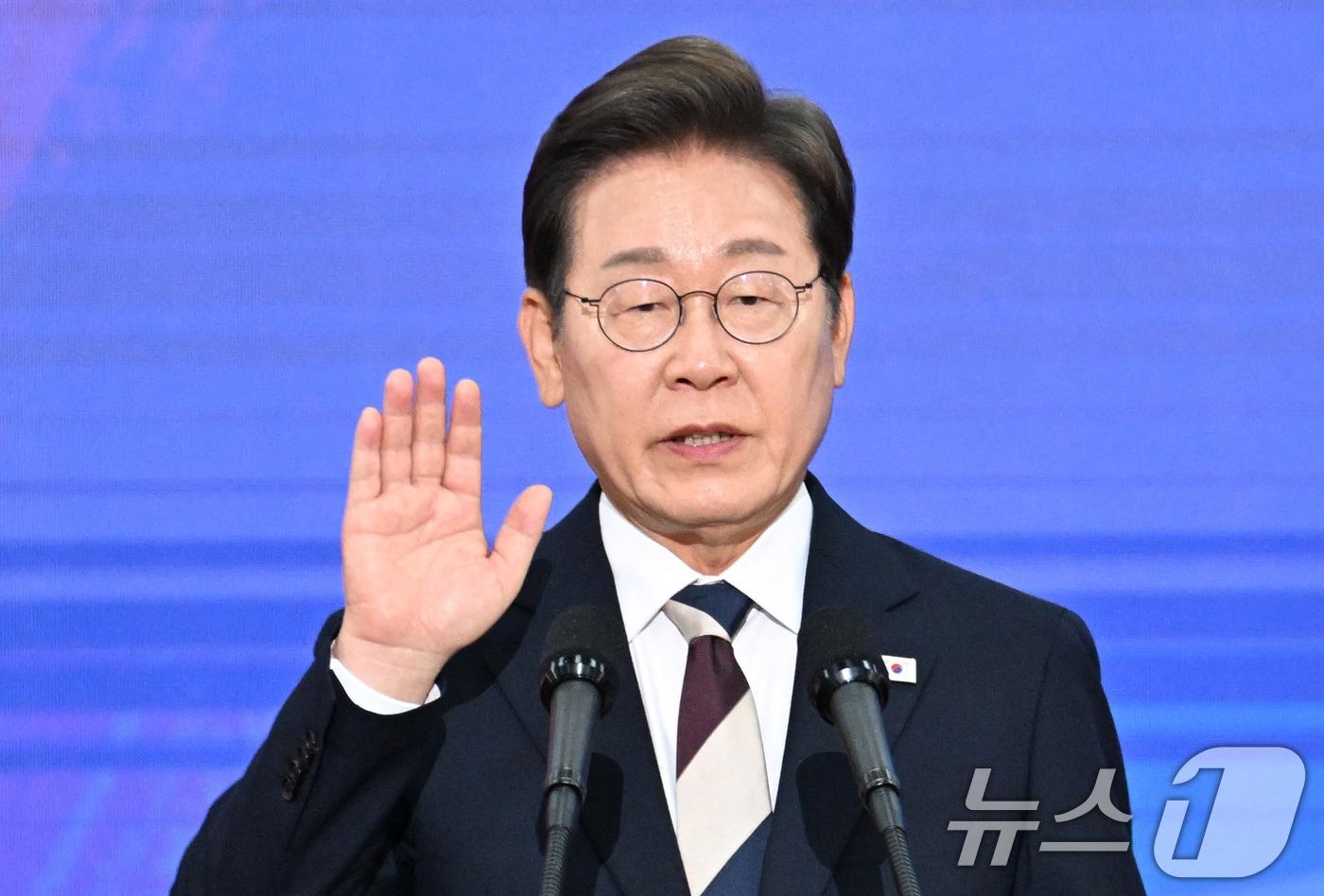 이재명 대통령이 4일 서울 여의도 국회에서 제21대 대통령 취임 선서를 하고 있다. 2025.6.4/뉴스1 ⓒ News1 국회사진기자단