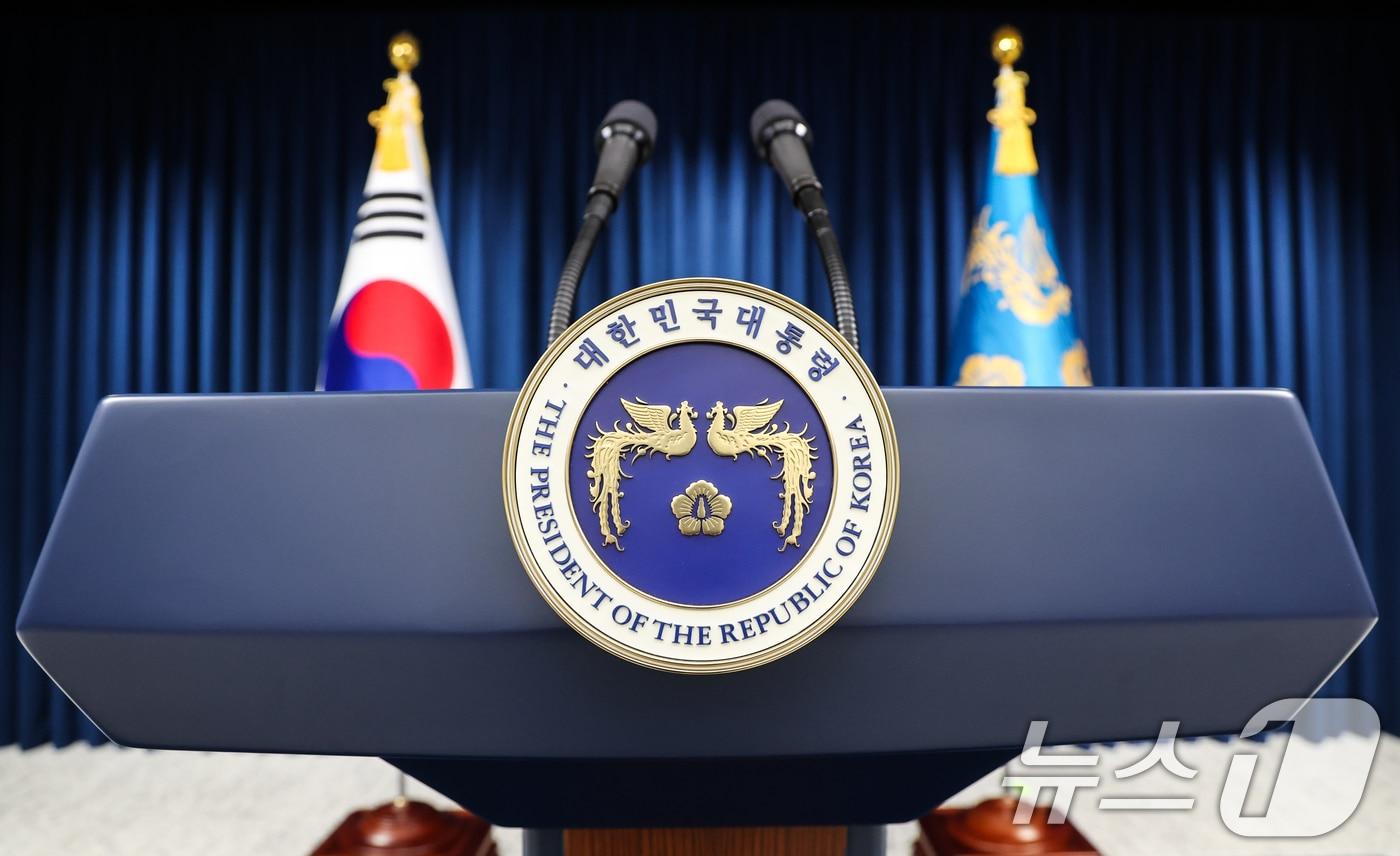 4일 서울 용산구 대통령실 청사 브리핑룸에 대한민국 대통령 봉황마크. 2025.6.4/뉴스1 ⓒ News1 허경 기자