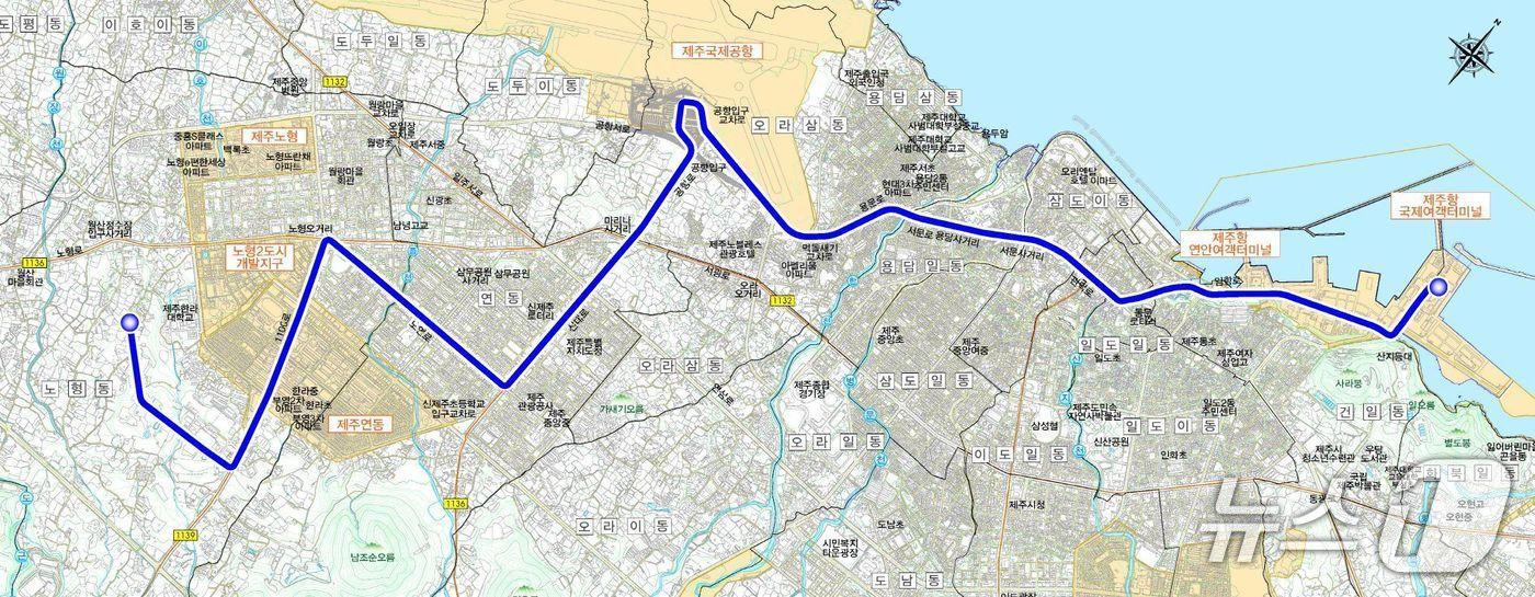 제주형 수소트램 노선도.(제주도 제공. 재판매 및 DB 금지)