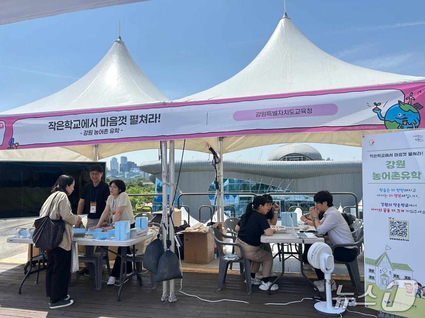 본문 이미지 - 강원특별자치도교육청.(‘2025 서울 생태전환교육한마당’서 농어촌유학 홍보 부스 운영.(도교육청 제공, 재판매 및 DB금지)