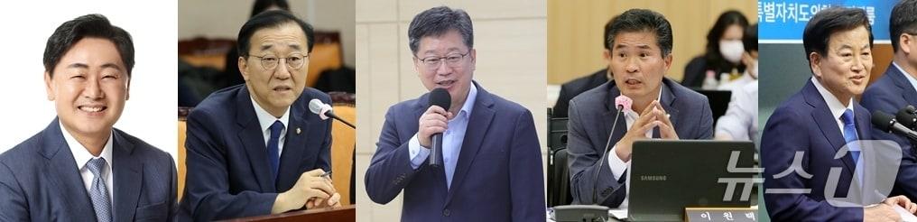 본문 이미지 - 왼쪽부터 김관영 현 전북지사, 김윤덕 의원, 안호영 의원, 이원택 의원, 정동영 의원 순./뉴스1 