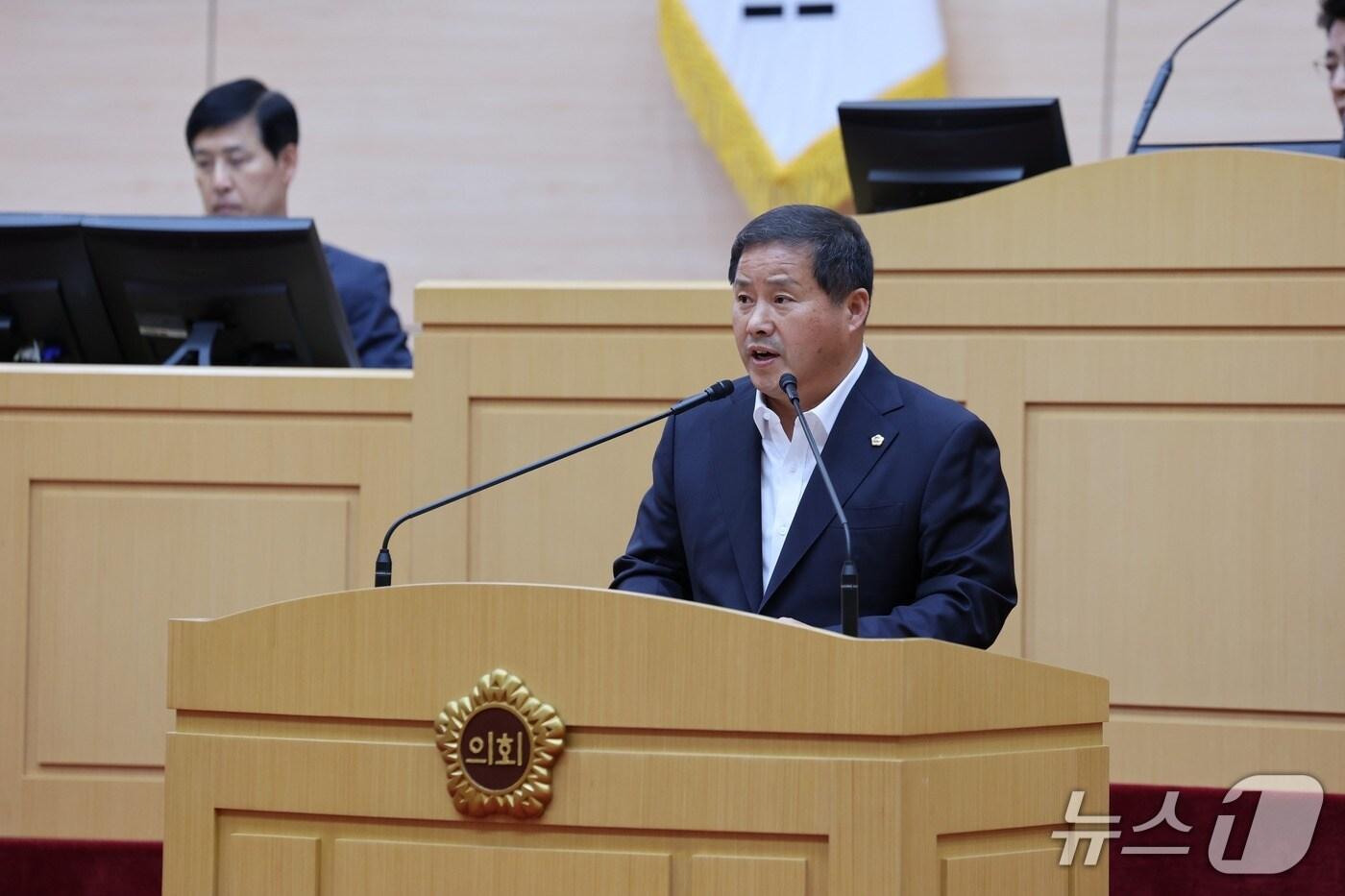 차영수 전남도의원이 ‘지역불균형 해소를 위한 장학 지원체계 개편 촉구 건의안’을 대표 발의하고 있다.(전남도의회 제공, 재판매 및 DB금지)