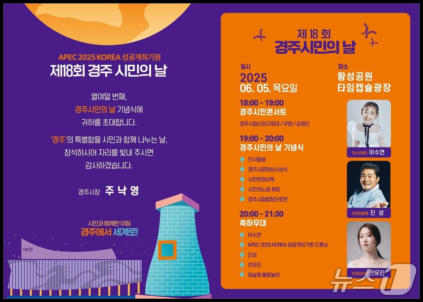 '제18회 경주시민의 날' 기념행사 포스터. (경주시청 홈페이지 갈무리) 2025.6.5/뉴스1 