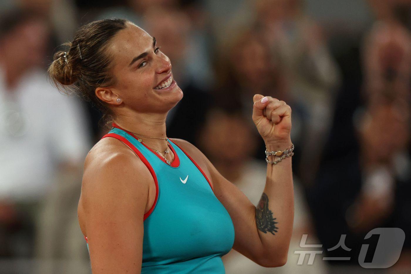 프랑스오픈 여자 단식 결승에 진출한 사발렌카. ⓒ AFP=뉴스1
