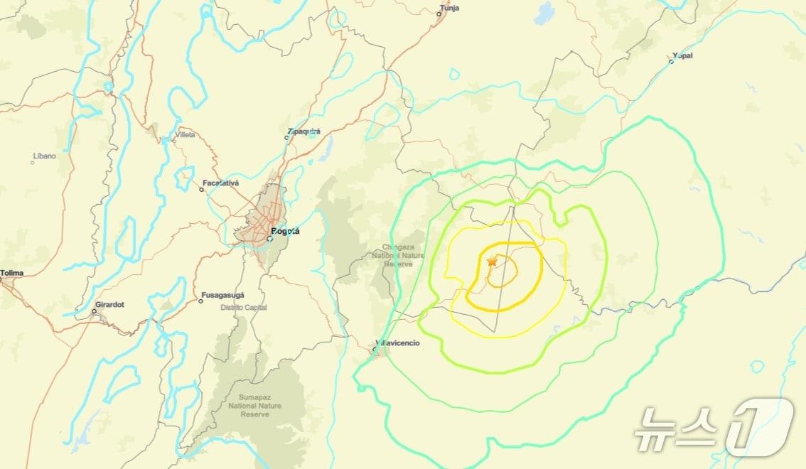 본문 이미지 - 콜롬비아 보고타에서 7일(현지시간) 규모 6.3의 지진이 발생했다. (출처=미국 지질조사국 홈페이지) 2025.6.7./뉴스1