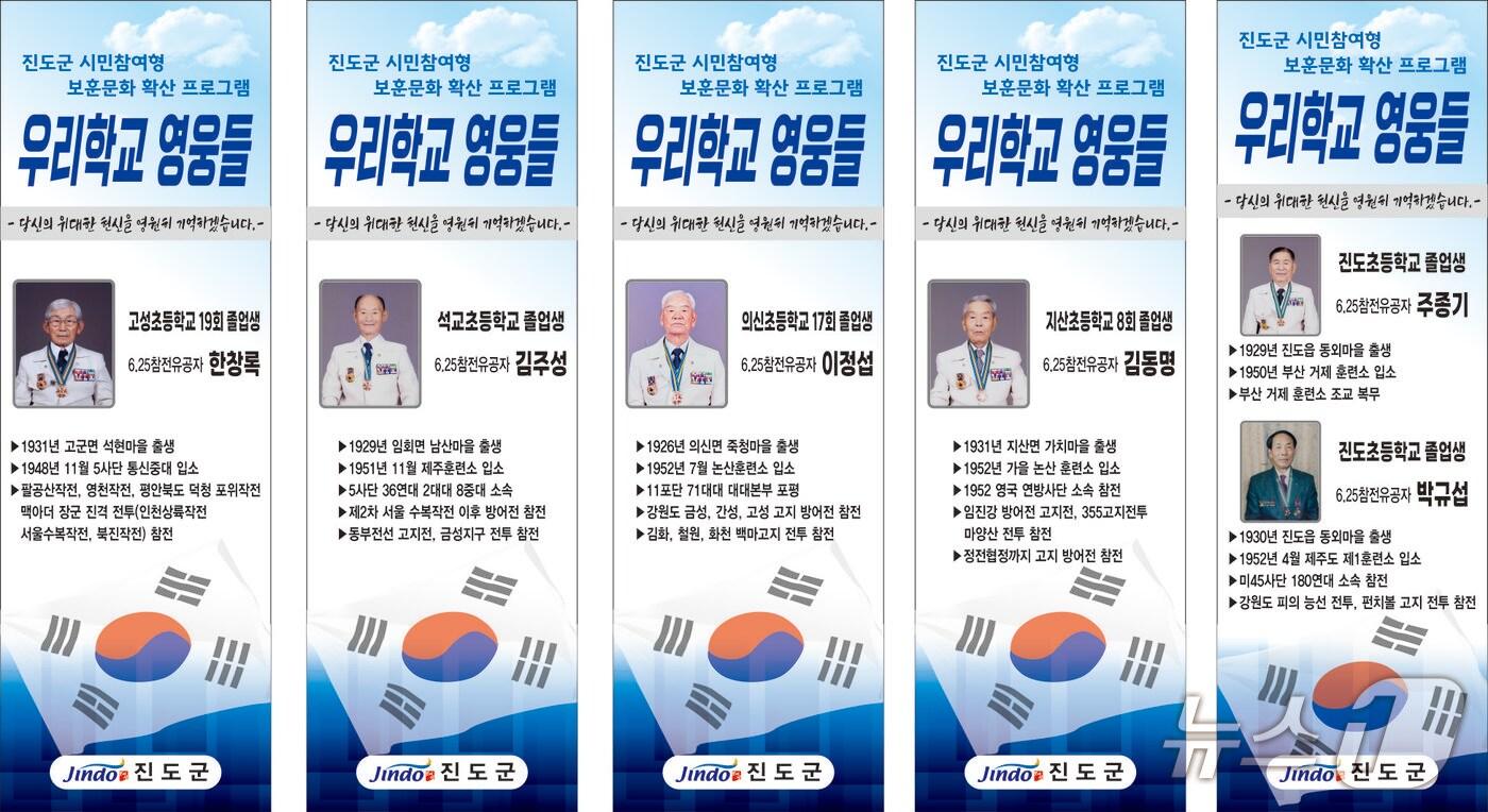 6·25 참전 유공자의 출신학교에 설치된 '우리학교 영웅들'안내판(진도군 제공, 재판매 및 DB금지)      