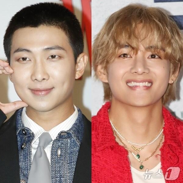 본문 이미지 - 그룹 방탄소년단 RM(왼쪽), 뷔/뉴스1 DB